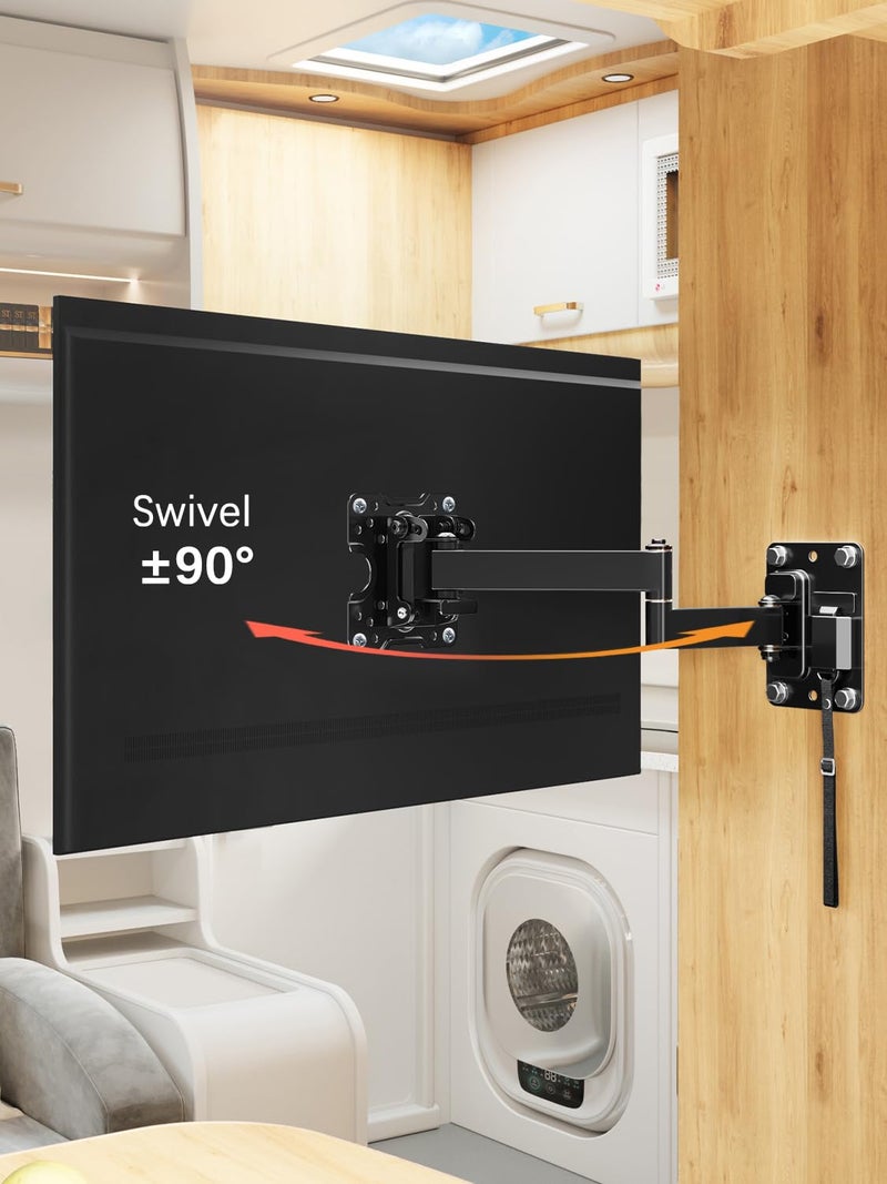 Mounting Dream Lockable RV TV Mount for Most 10-26 Inch Flat Screen, RV TV Mount Bracket for Camper Trailer Truck Boat, Full Motion RV TVs Wall Mount Quick Release Lock, VESA 100x100mm, 33 lbs MD2209 - Image 4